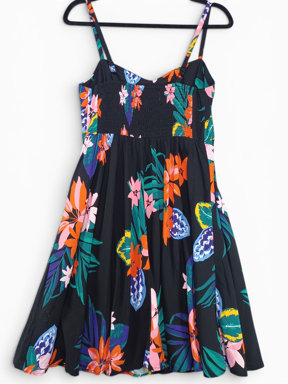 Old Navy Women's Tropical Black Floral Sundress Small Cami Mini Dress Hawaiian - Picture 3 of 9